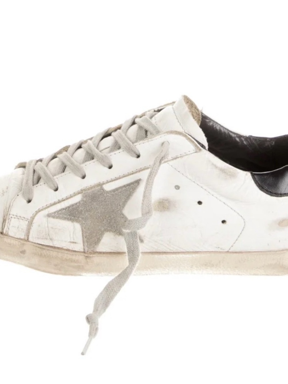 Golden Goose Women's White Leather Sneakers with Gray Star